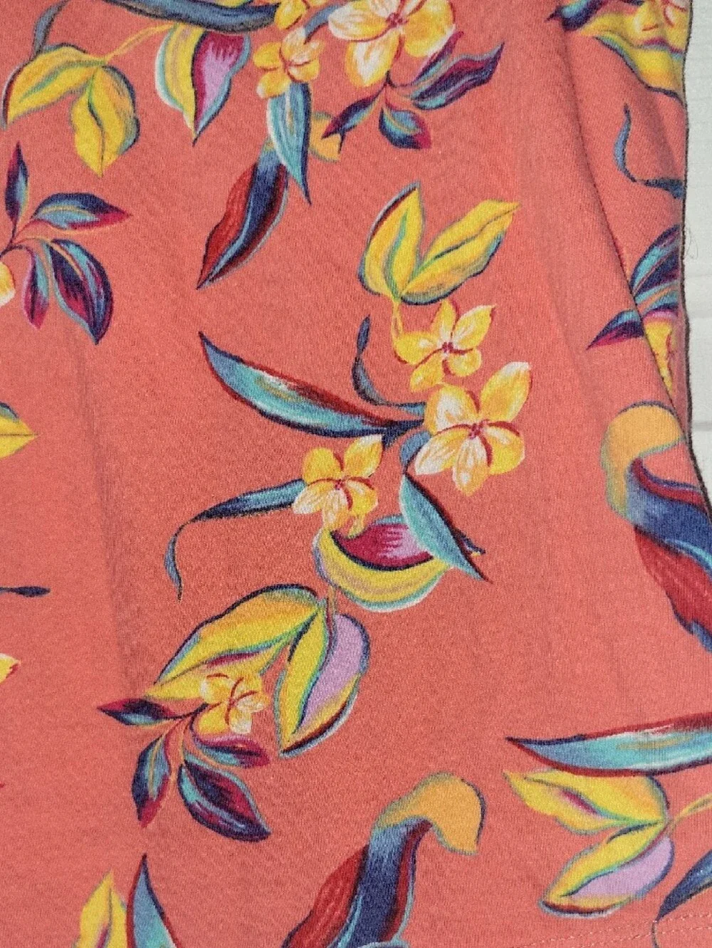 Old Navy Kid's Coral Floral Tank with Yellow & Teal Accents Sz 5T