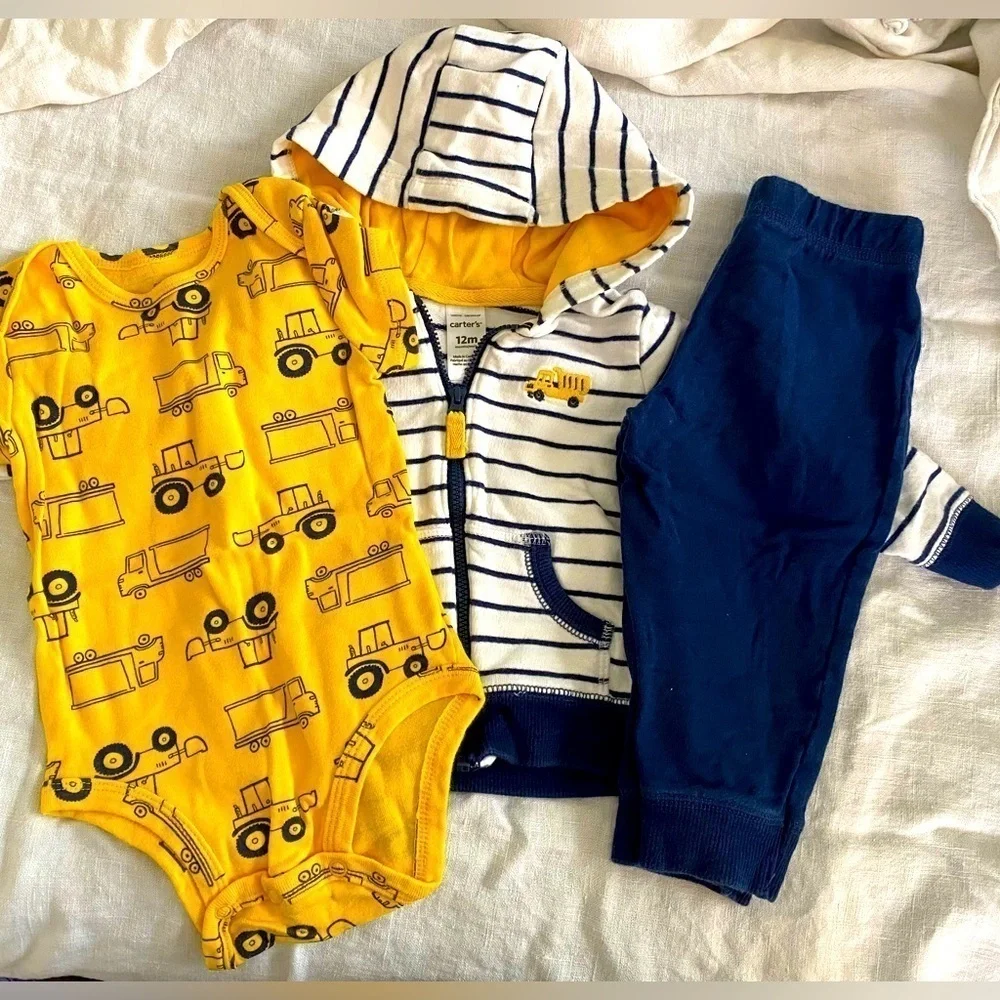 Carters baby infant toddler set sweatpants one piece zip up jacket 12mo  Z-06