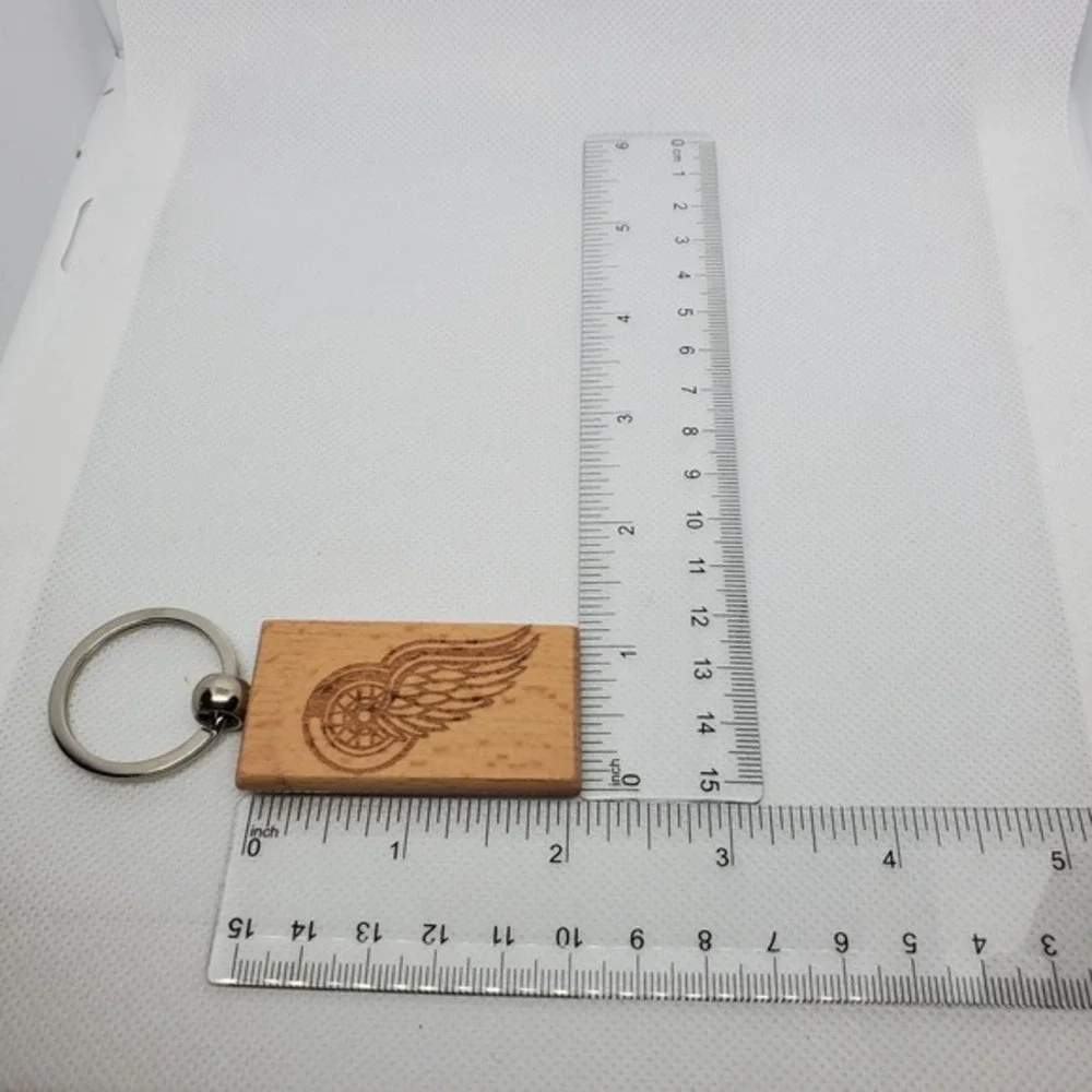 DETROIT‎ RED WINGS HOCKEY one custom wood keychain laser burned