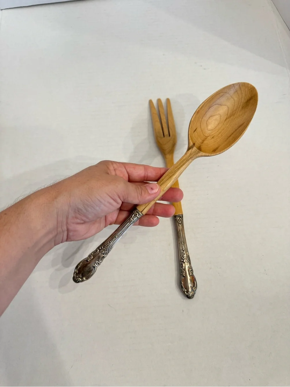 Wood Salad Serving SET Enchantment 1881 Rogers LONDONTOWN Oneida Silverplate