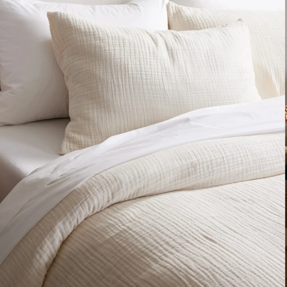 Quince Organic Cotton Airy Gauze Undyed Duvet Cover Set! King/ Cal King (756)
