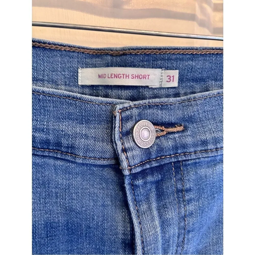Levi's Blue Rolled Cuff Denim Shorts