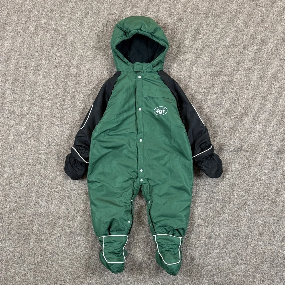 NFL Reebok NY Jets Hooded Puffer Fleece Lined Snow Suit Toddler Kids 24 Months