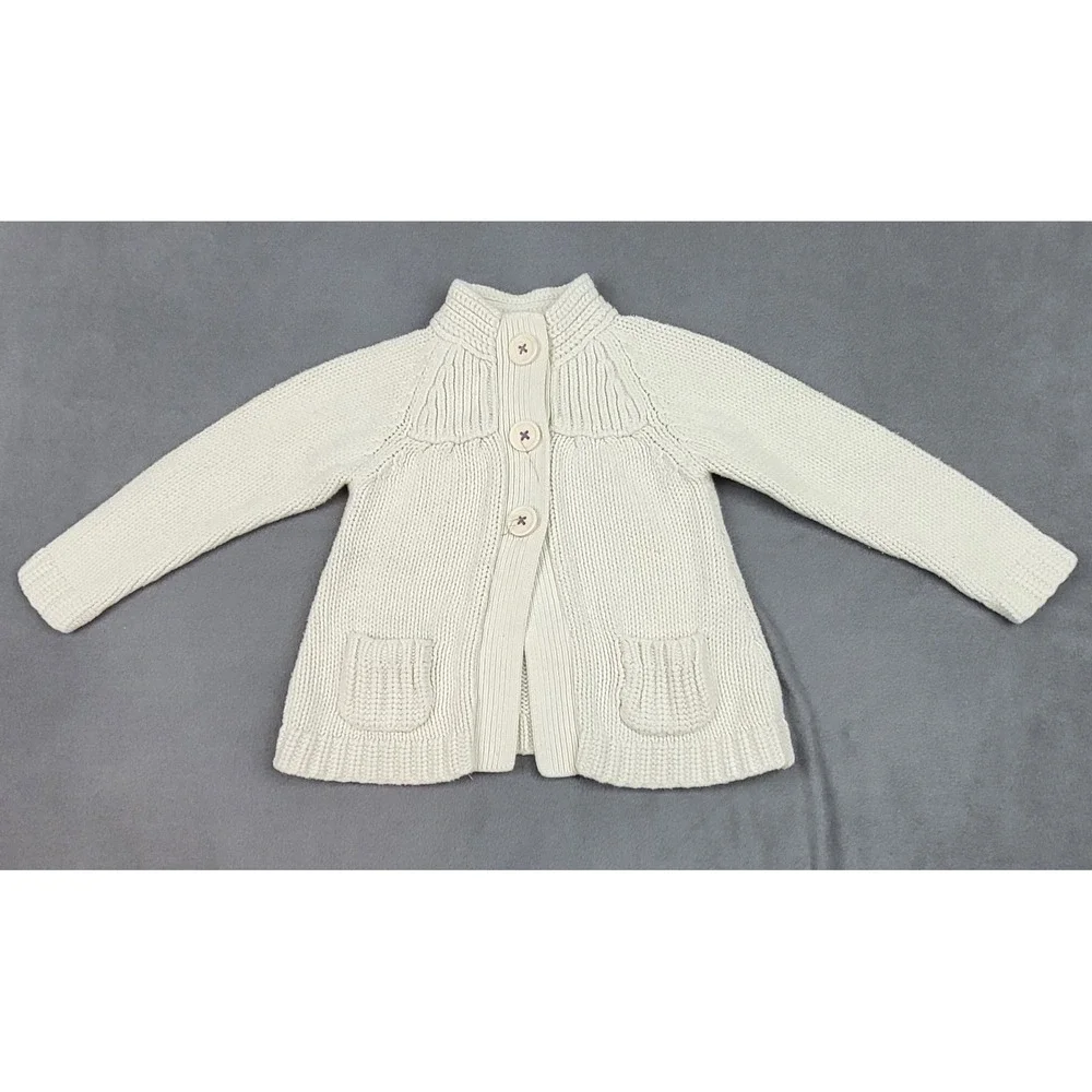 Oshkosh Girl Cardigan Sweater 24M White Knit School Girl Preppy Academia Winter‎