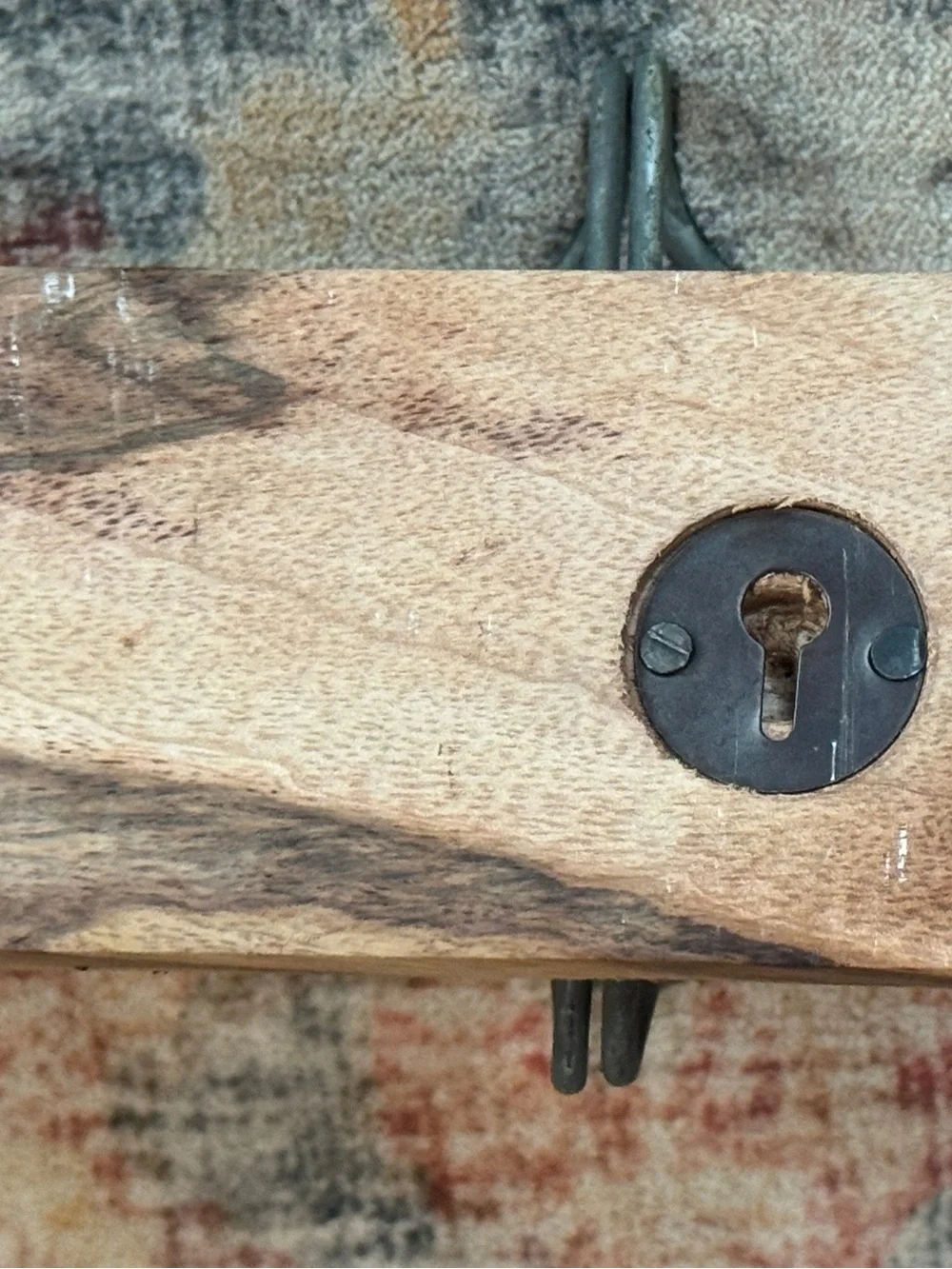Rustic Wood Wall Hook Rack in Brown and Black - 14”x2 1/2”x4 1/2”