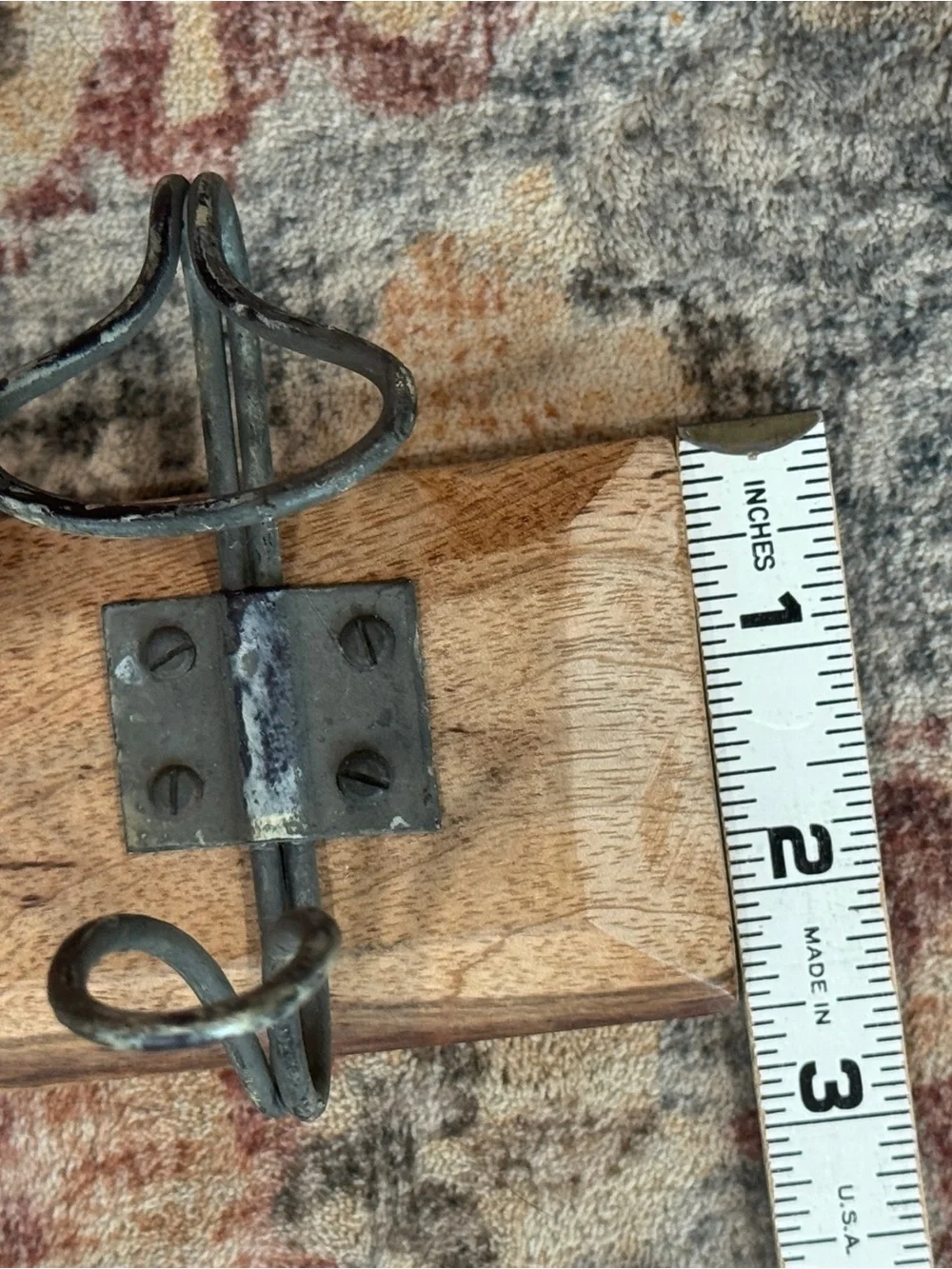Rustic Wood Wall Hook Rack in Brown and Black - 14”x2 1/2”x4 1/2”