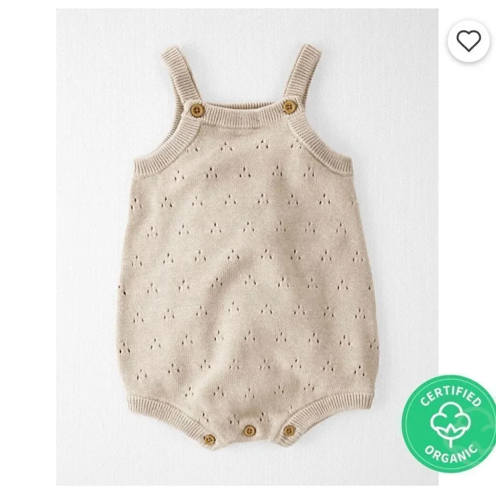 Carter's Organic Little Planet Baby Pointelle Cream Color Bubble Romper Size 18m