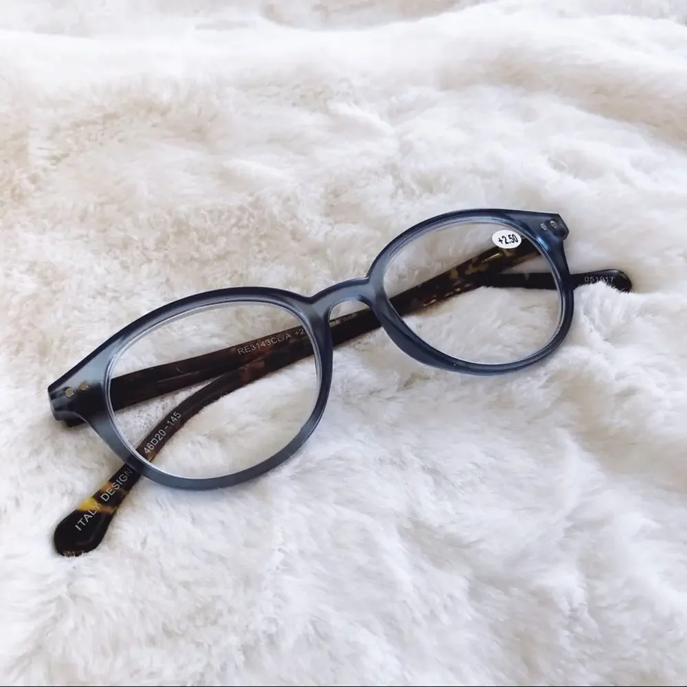 Kaylee Blue Classic Round Reader Glasses