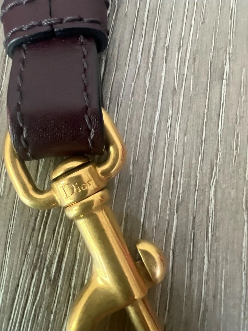 Dior Burgundy and Cream Decorative Logo Canvas Bag Strap with Gold Hardware