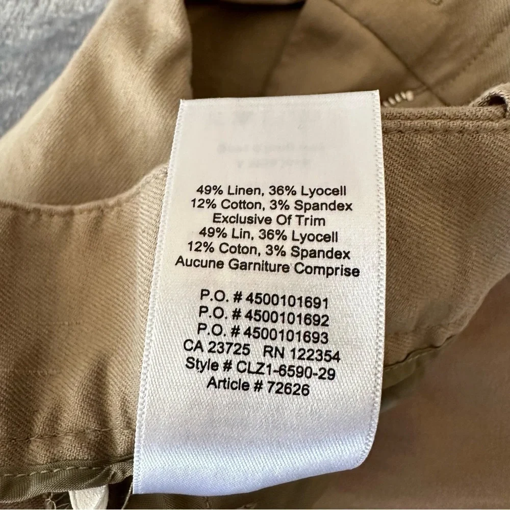 Babaton Linen Blend Straight Leg Tan Pants Size 10