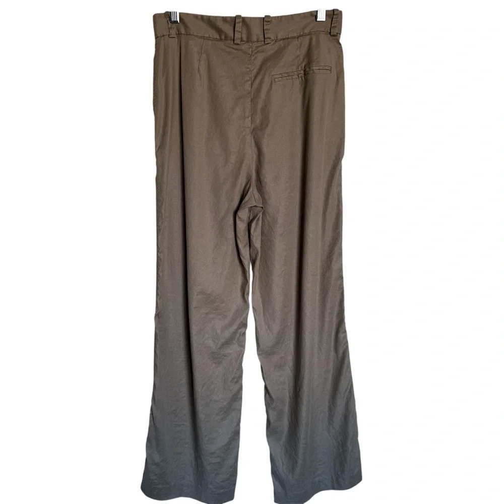 Babaton Linen Blend Straight Leg Tan Pants Size 10