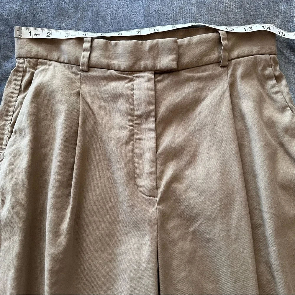 Babaton Linen Blend Straight Leg Tan Pants Size 10