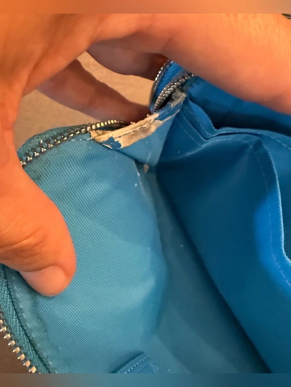 COACH BLUE PEBBLED LEATHER DOUBLE CORNER ZIP ZIPPER WRISTLET CLUTCH WALLET  Used