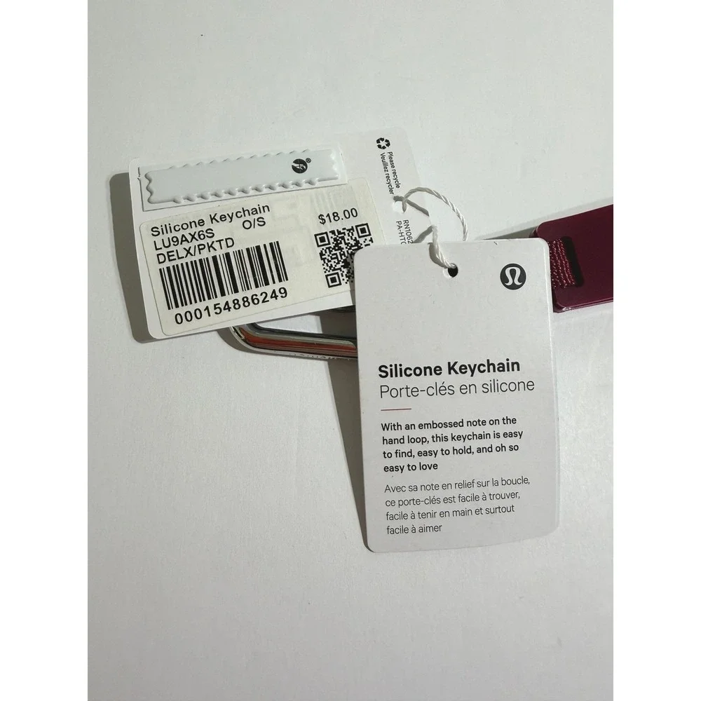 NWT Lululemon Silicone Keychain Deep Luxe Pink Live in the Moment LU9AX6S O/S