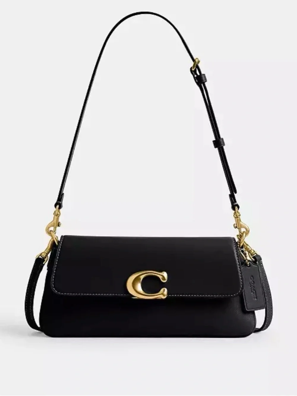 New Coach Jet black leather shoulder bag & crossbody strap