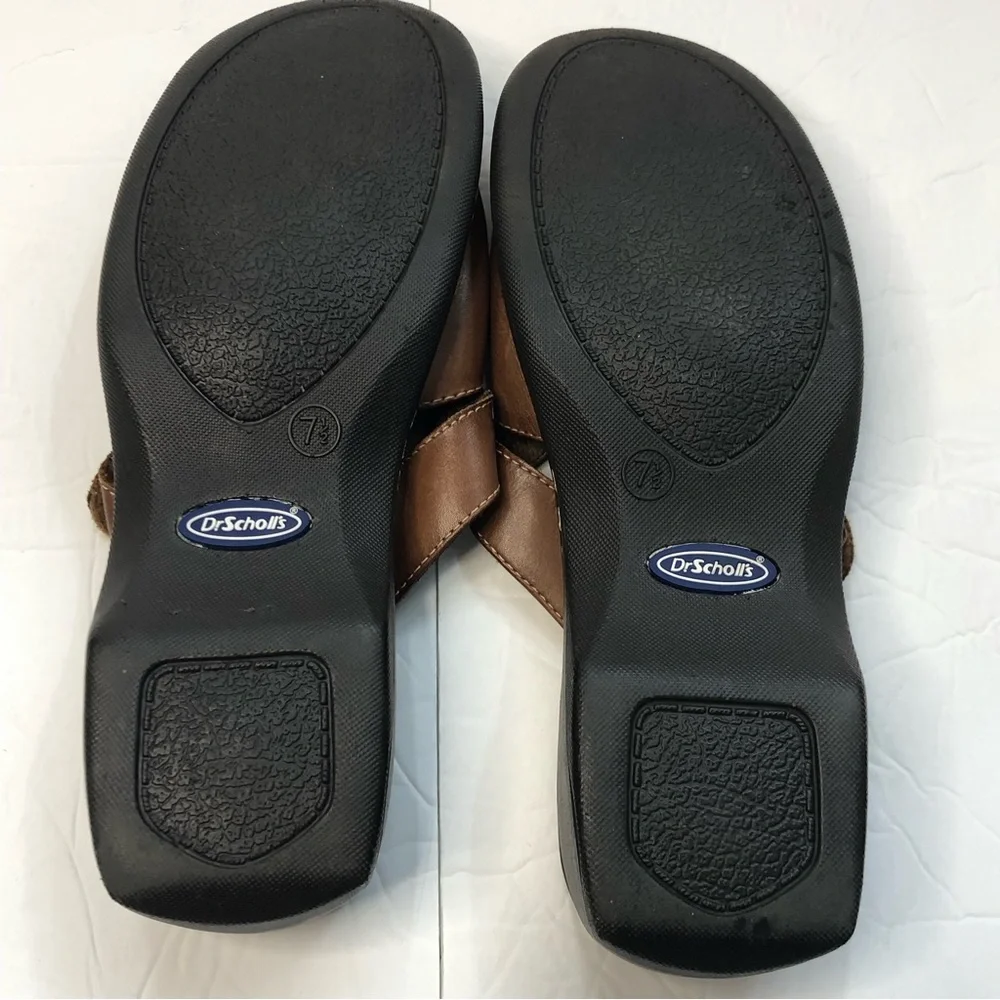 Dr Scholls Sandals Womens Size 7.5 Gel Pac Criss Cross Heel Hook Loop