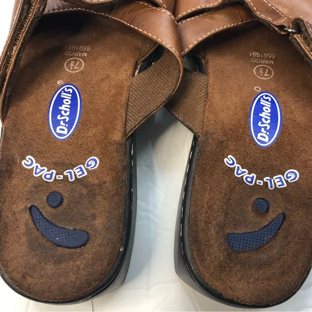 Dr Scholls Sandals Womens Size 7.5 Gel Pac Criss Cross Heel Hook Loop