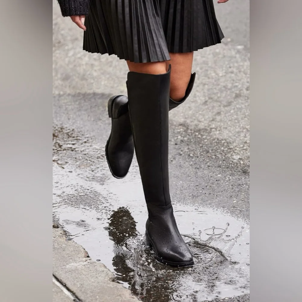 Blondo Leather Waterproof Over the Knee OTK Boot Block Heel 6