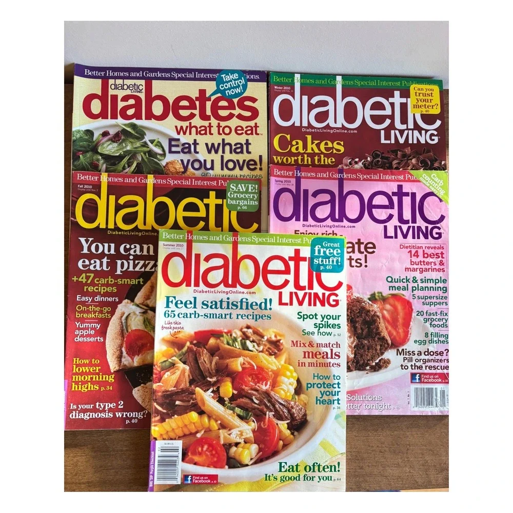 5‎ Pc Diabetic Living Magazines 2010 Low Carb Recipes Cookbooks