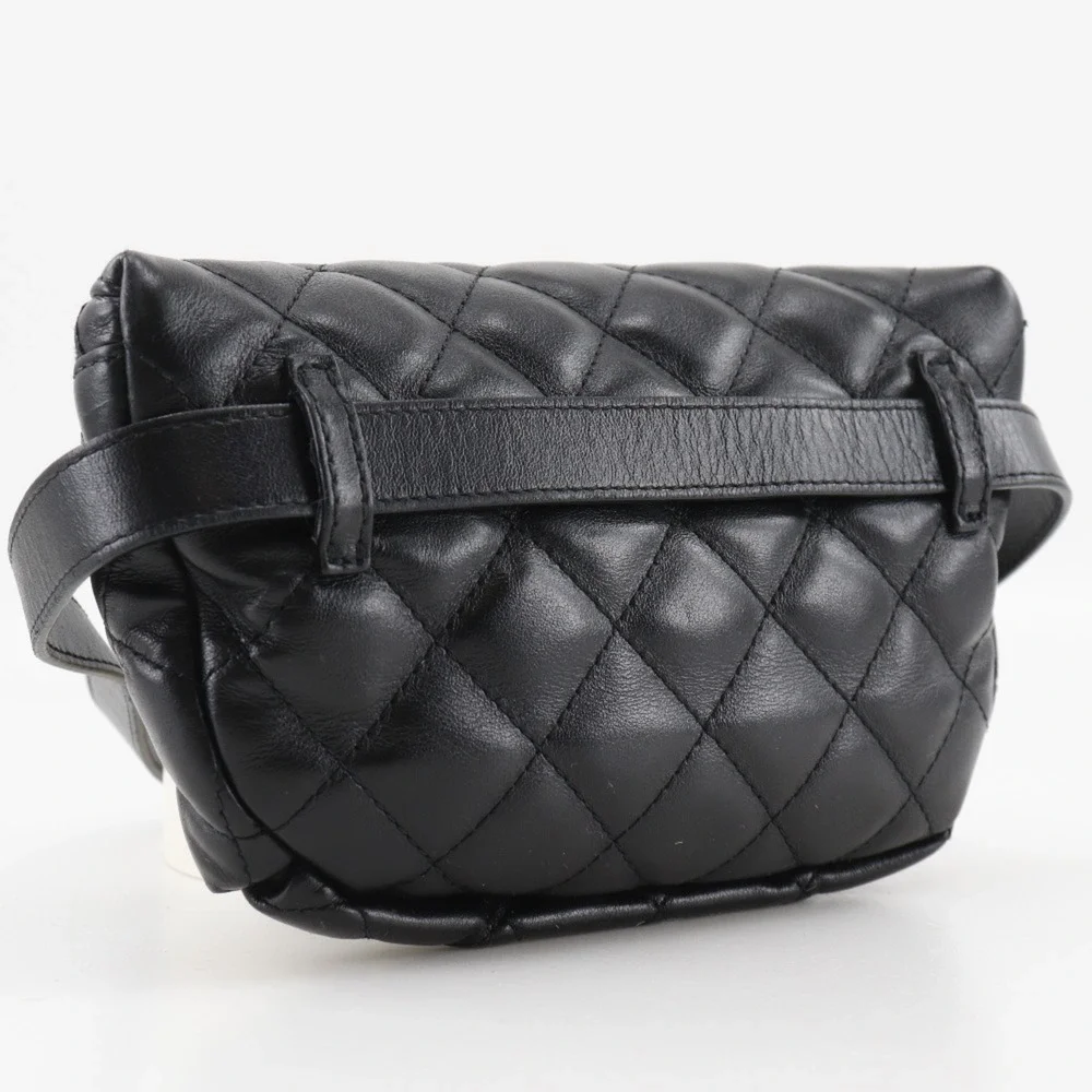 CHANEL Black Lambskin Leather Fanny Pack