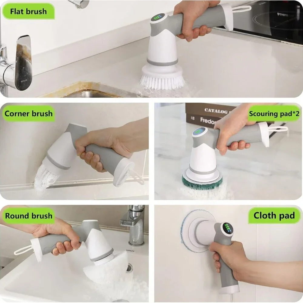 Electric Spin Scrubber, 2025 New Bathroom Scrubber Electric with 6 Heads - NEW