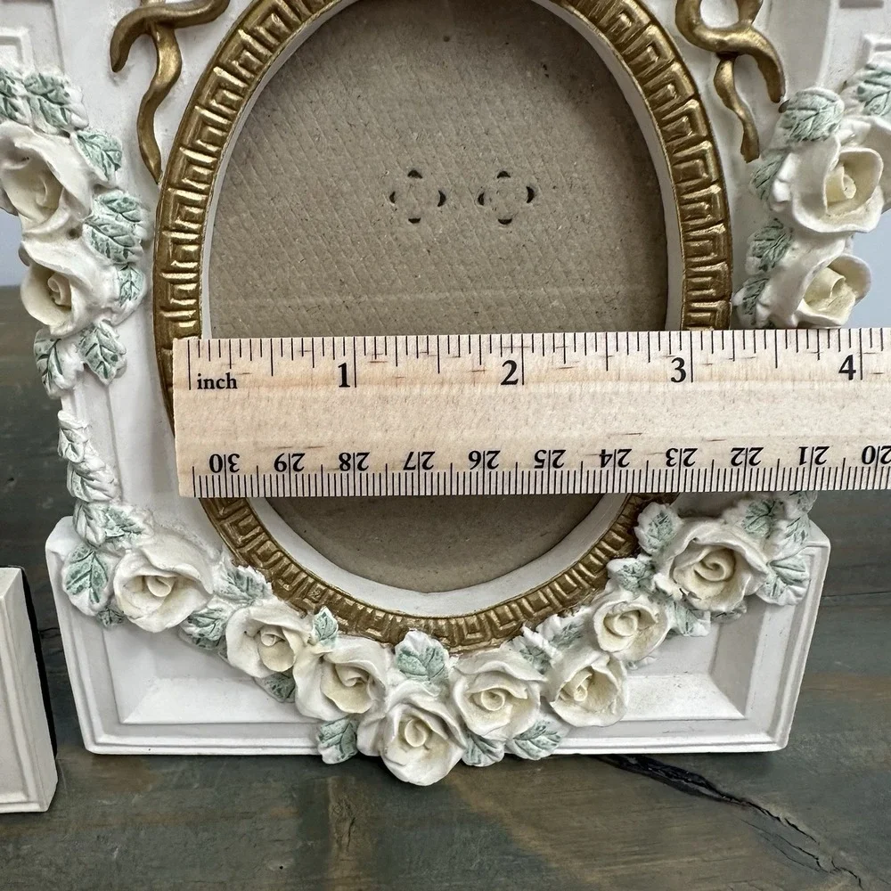 Set 2 Floral Picture Frame Wild Roses cottage Victorian Gold Cream Shabby Chic