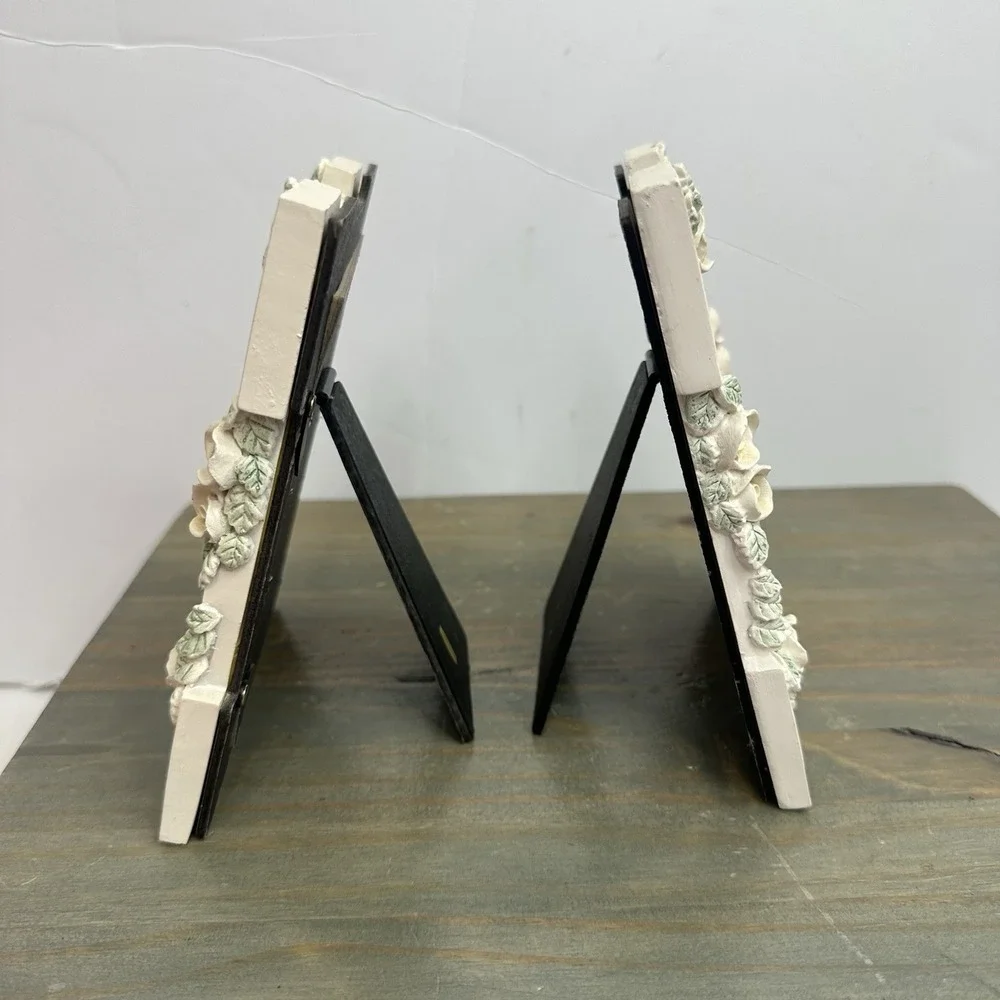 Set 2 Floral Picture Frame Wild Roses cottage Victorian Gold Cream Shabby Chic