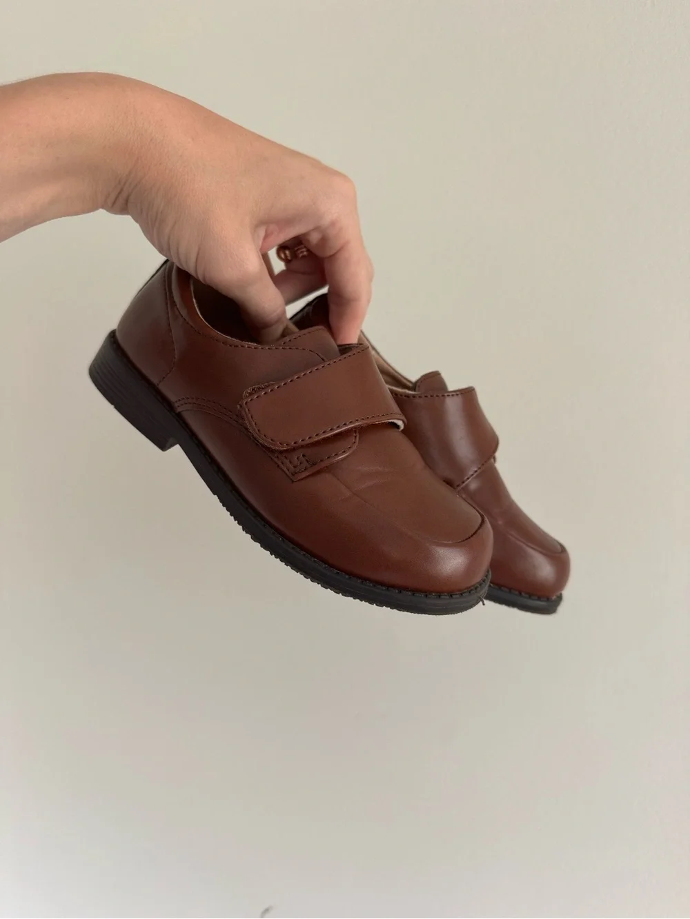Jumping Bean Boys Brown Leather Velcro Loafers