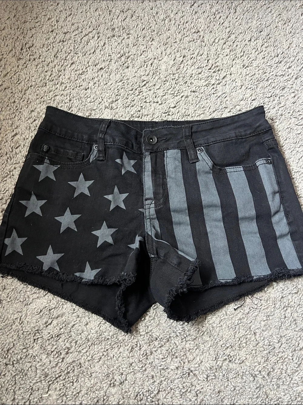 Lovesick Black Star & Stripe Denim Shorts