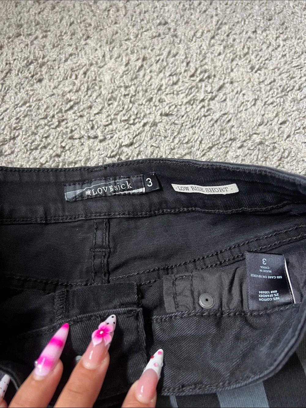 Lovesick Black Star & Stripe Denim Shorts