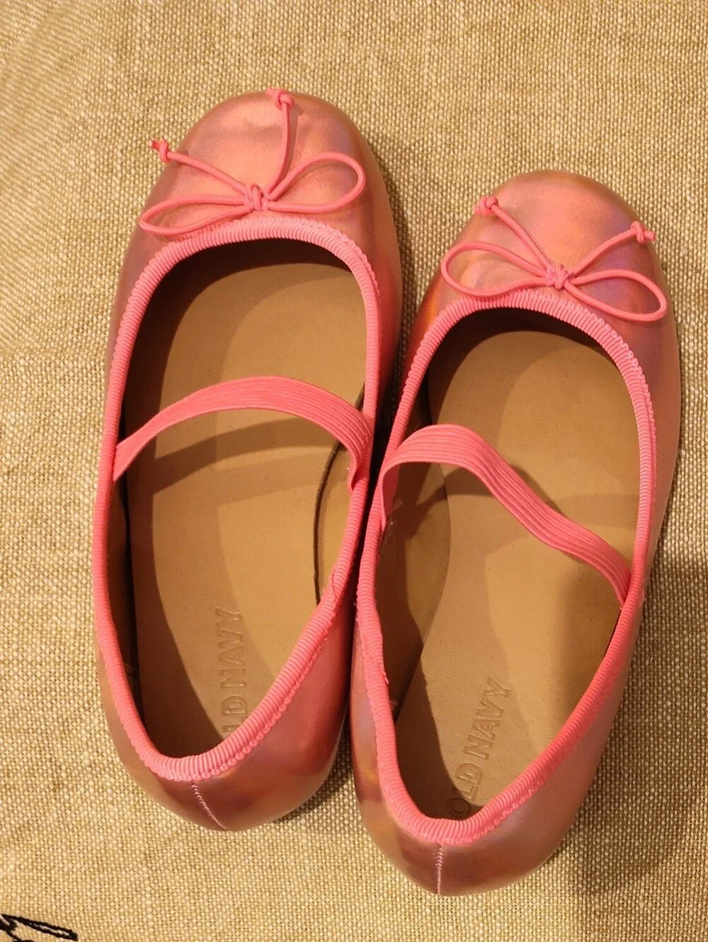 Old Navy Pink Iridescent Kids Ballet Flats with Bow