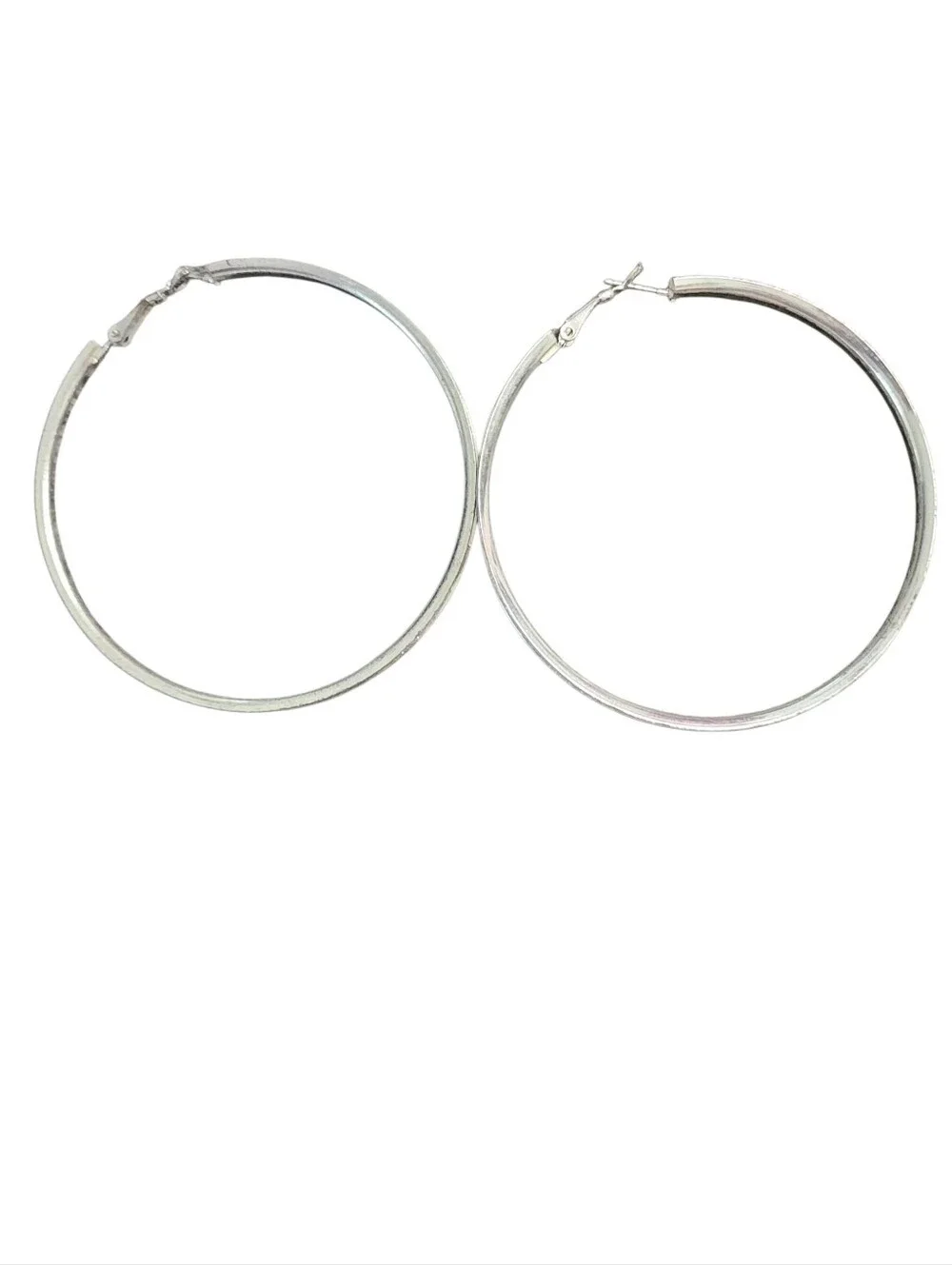 Silvertone Glitter Hoop Earrings