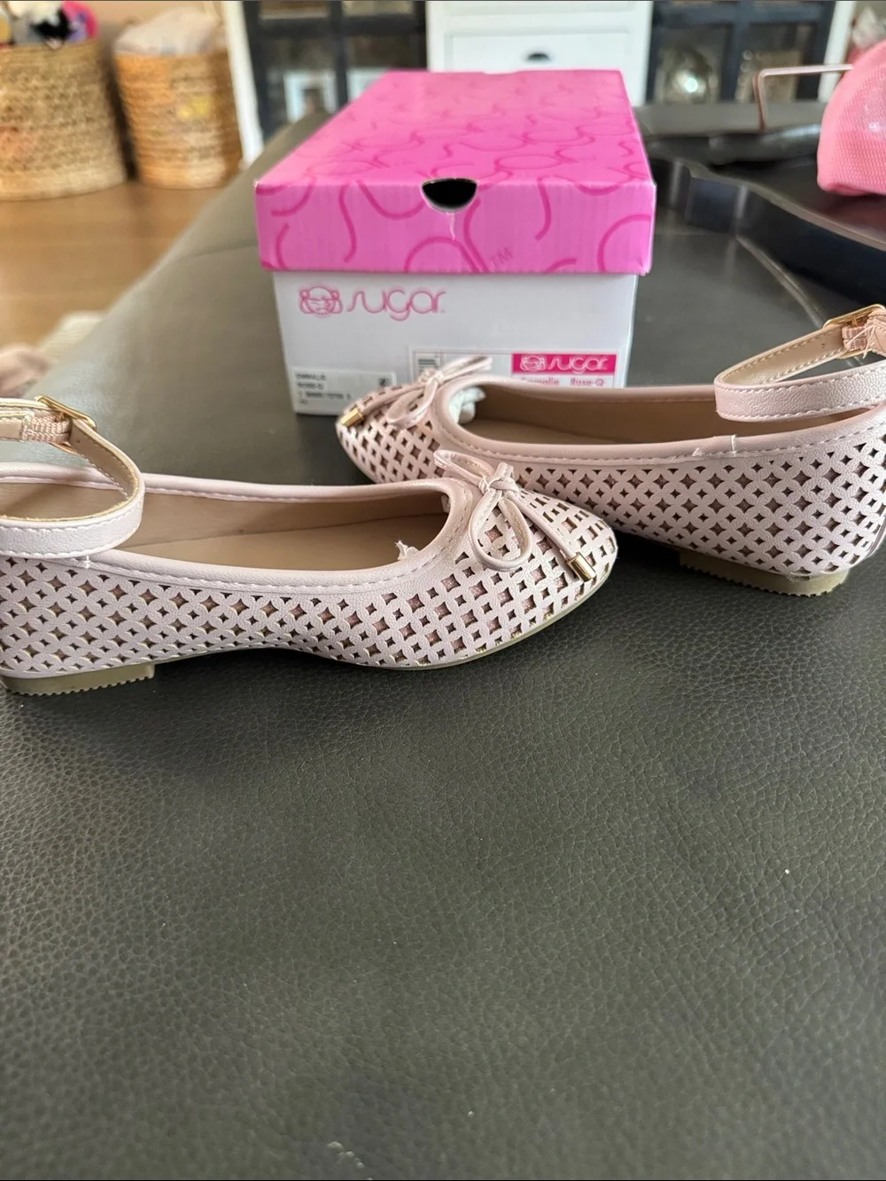 Sugar Girls Pink Ballet Flats with Ankle Strap