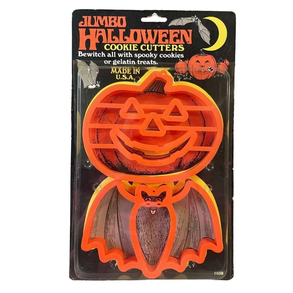 Jumbo Halloween Cookie Cutters Pumpkin‎ Bat Shapes Durable Plastic Made In USA