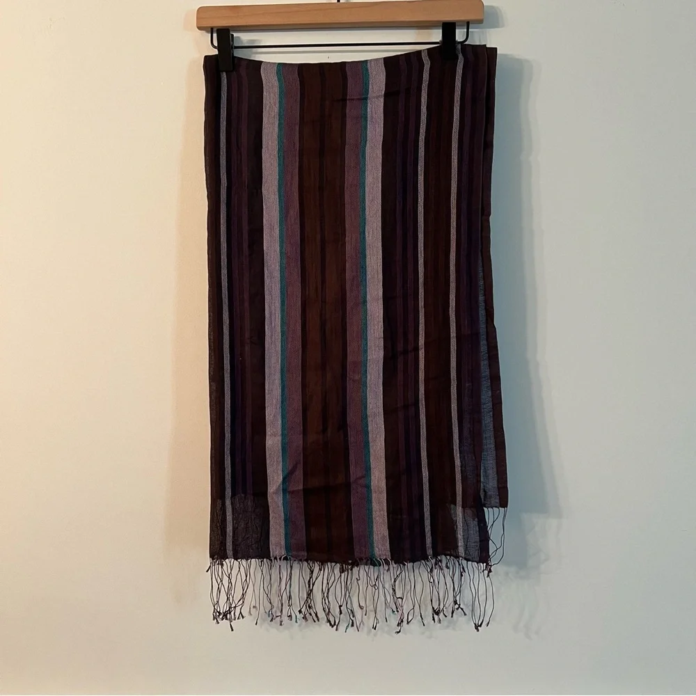 Free People lightweight purple striped scarf