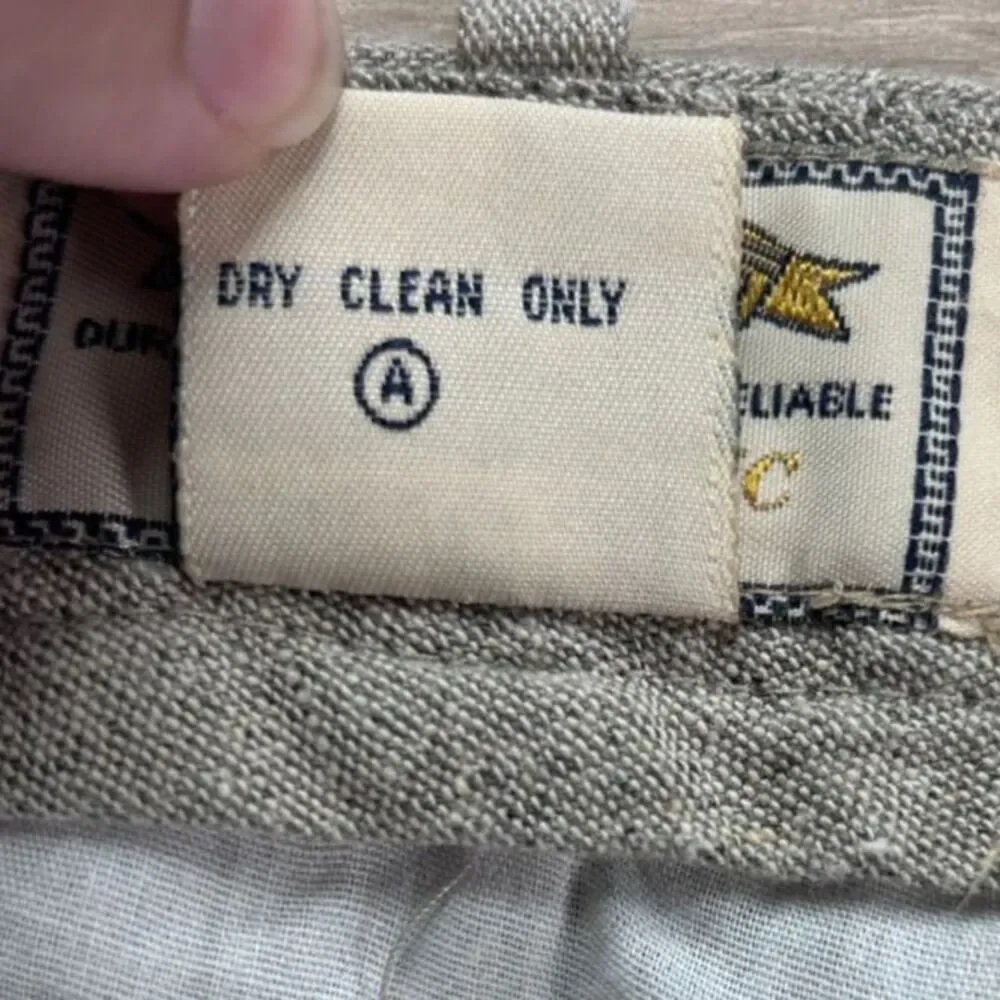 Vtg Mens Tan Linen Trousers Sz 36M Capsule Office Neutral Classic Summer Cotton