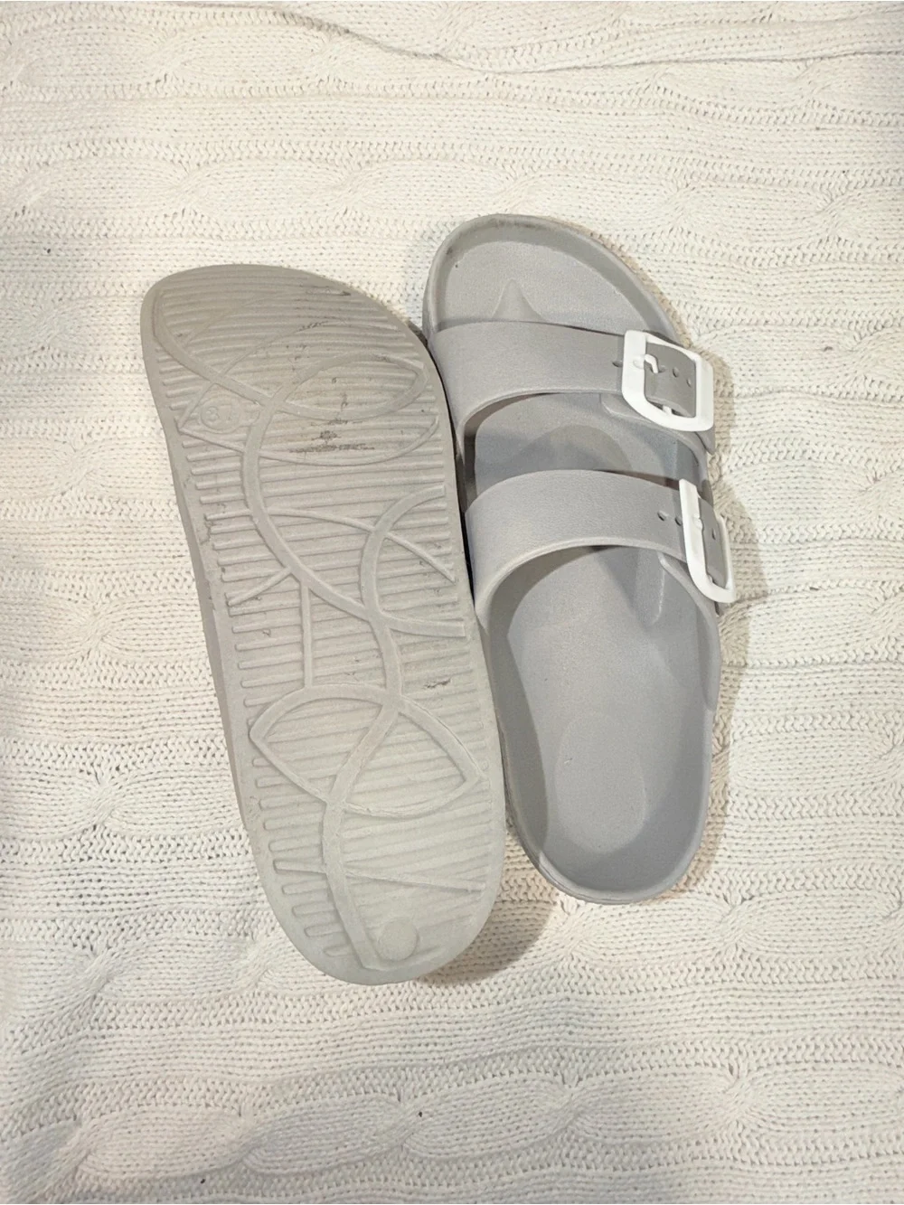 Men's Gray Dual-Buckle Slide Sandals