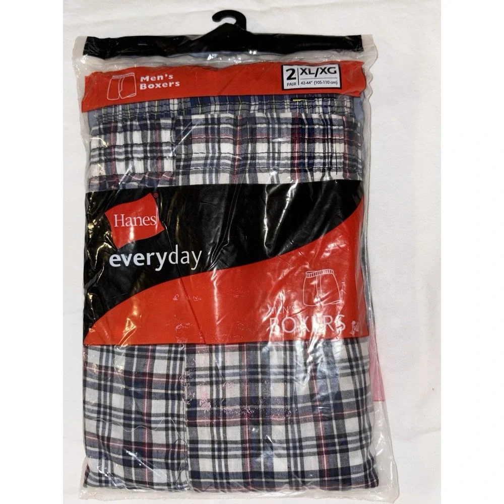 Hanes XL 42-44 Men's Boxers 3 Pair‎ Full Cut PLAID VINTAGE 2003 NOS