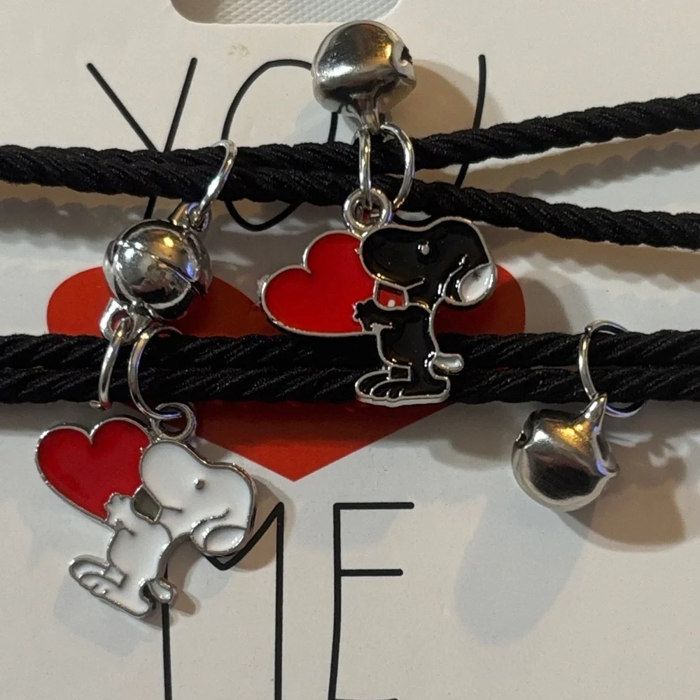 2 Snoopy with Hearts Charm Bracelets