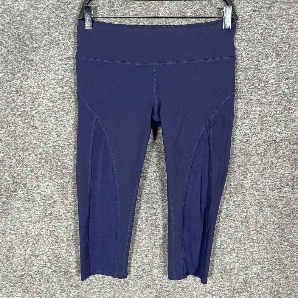 Alo Yoga‎ Leggings Womens Medium Blue Capri High Rise Yoga Athletic Stretch