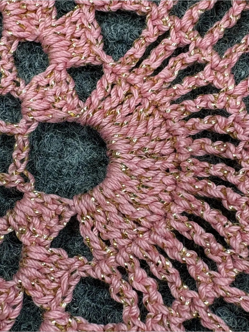 Swedish Crocheted Pink Table Runners Open Pineapple Design