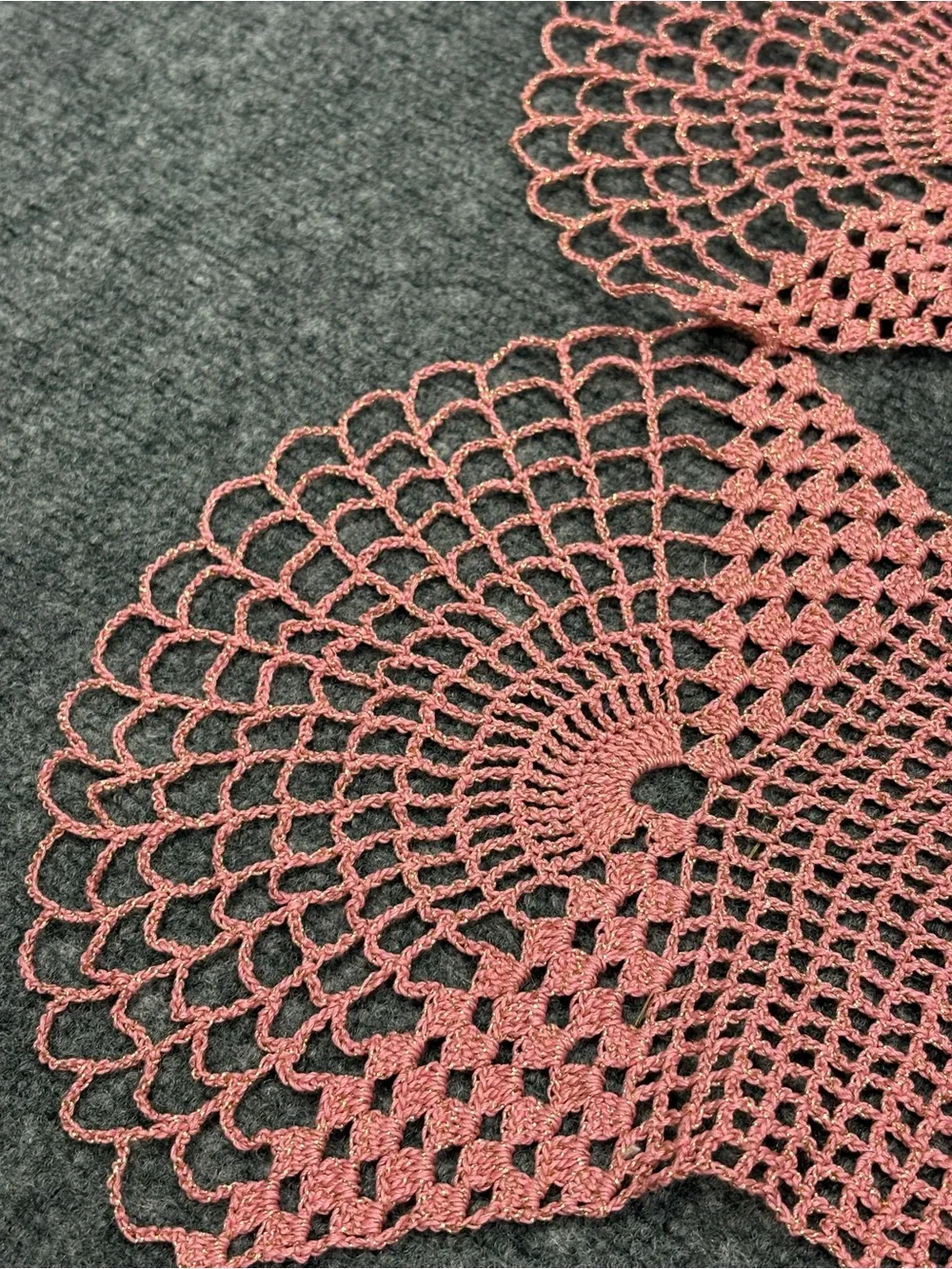Swedish Crocheted Pink Table Runners Open Pineapple Design