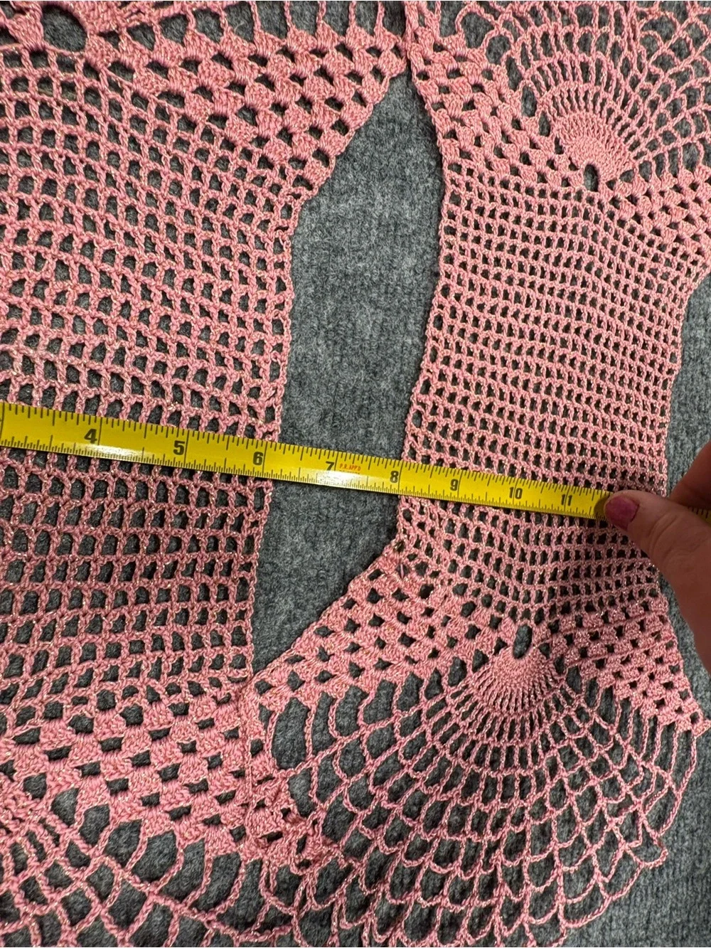 Swedish Crocheted Pink Table Runners Open Pineapple Design