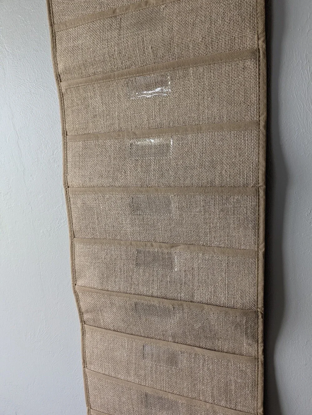 Hanging 12-Pocket Compartments Burlap Woven Organizer Neutral Tan Brown