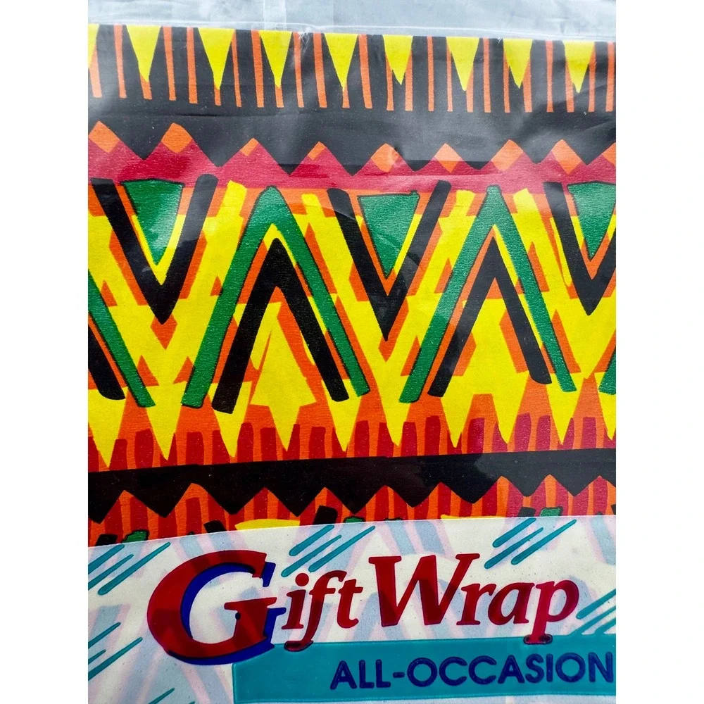 Vintage Cleo Gift Wrap Lot 2 Sealed Packs Tribal Geometric All Occasion Made USA