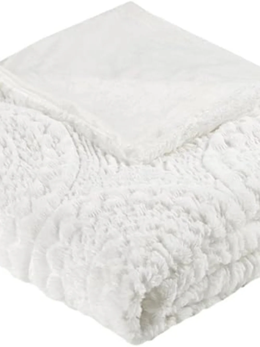 Madison Park Polyester Arya Embroidery Fur Duvet Cover Set with Ivory MP12-7517