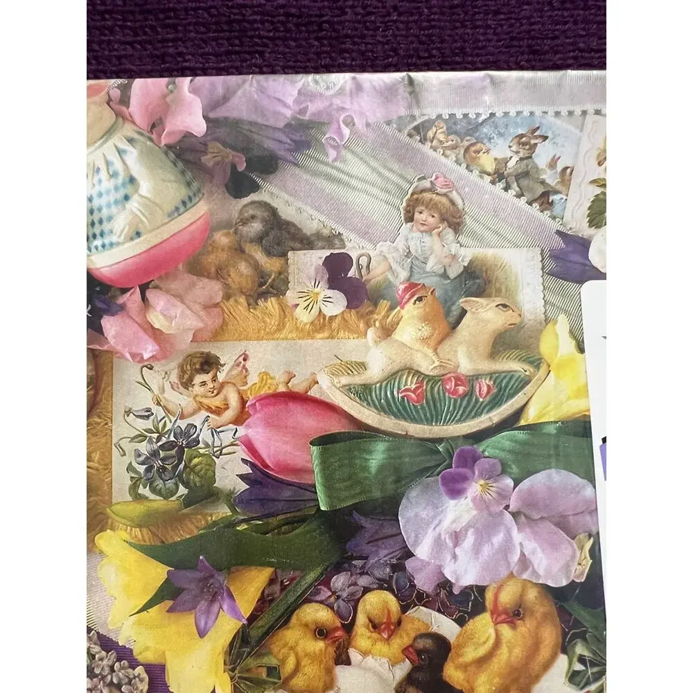 Hallmark wrapping paper easter victorian revival pastel 1980s