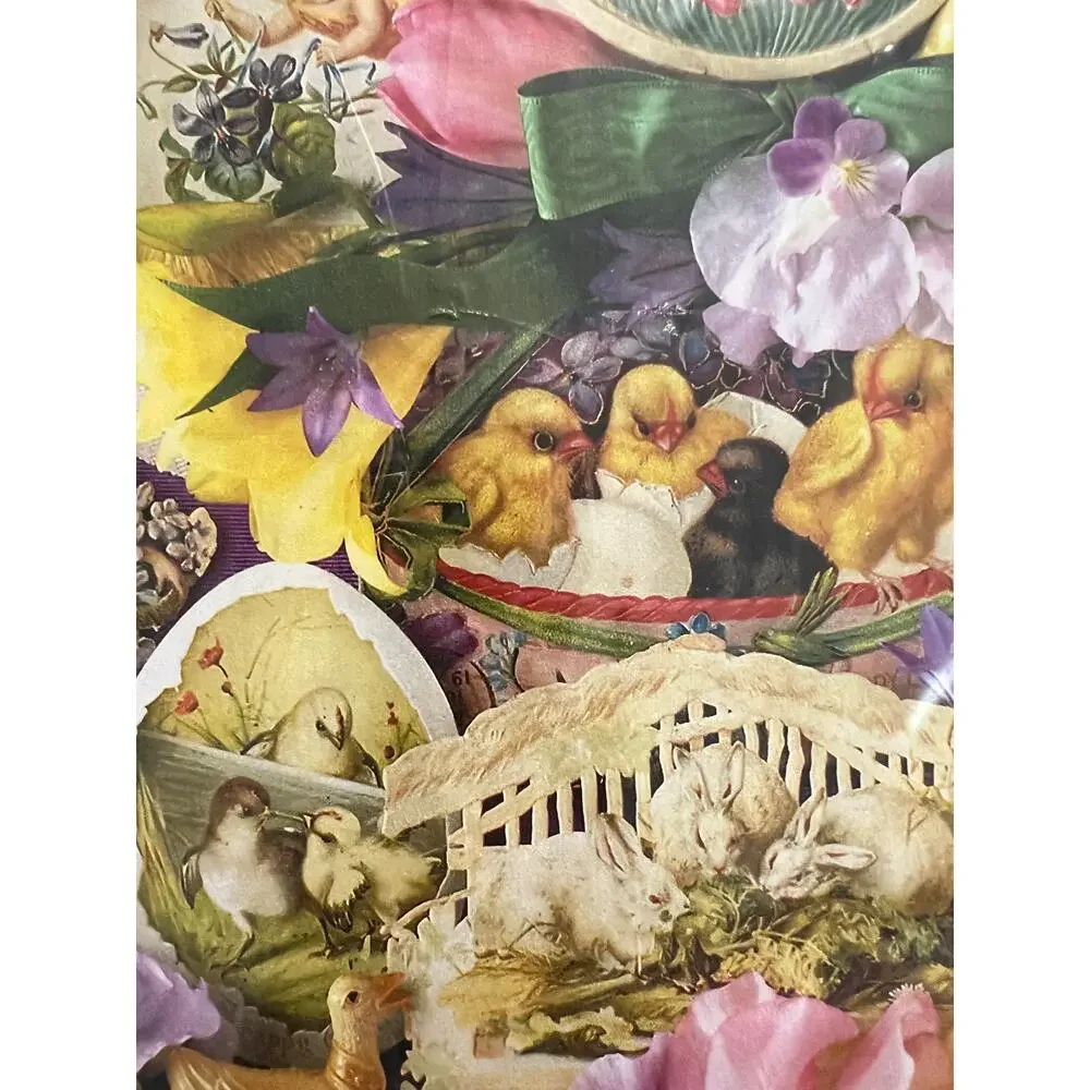 Hallmark wrapping paper easter victorian revival pastel 1980s