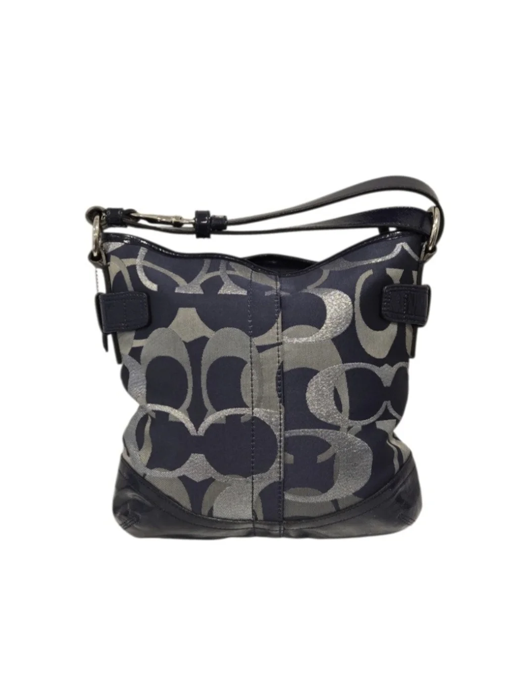 Coach Optic Navy Metallic Signature Shoulder Bag/Crossbody