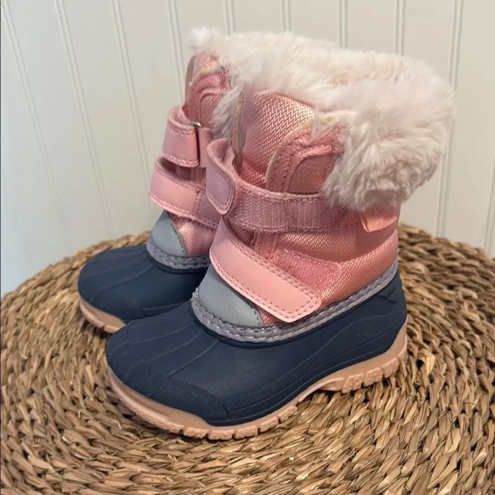 🌻Oshkosh Pink and Blue Winter Boots with Faux Fur - 4 - Great Used Condition